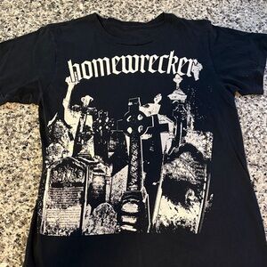 Black Graphic Tee with White Print